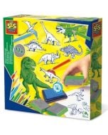 Pieczątki + kredki Dinozaury