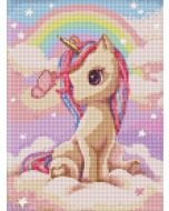 Diamentowa mozaika - Ciekawy jednorożec 30x40cm