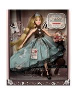 Lalka z koroną na głowie blond włosy