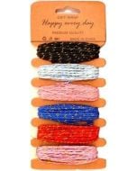 Sznurki papierowe z nitką złotą 6 kolorów