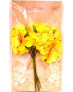 Kwiaty materiałowe żółte 4cm 6szt