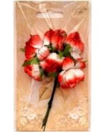 Kwiatki materiałowe czerwono-białe 3cm 6szt