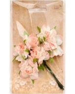 Kwiatki materiałowe jasnorózowo-białe 3cm 6szt