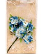 Kwiatki materiałowe niebiesko-białe 3cm 6szt