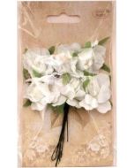 Kwiatki materiałowe białe 3cm 6szt