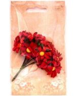 Margerytki materiałowe czerwone 2cm 12szt