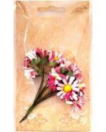 Margerytki materiałowe różowo-białe 2cm 12szt