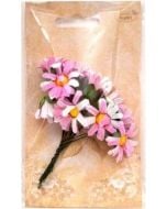 Margerytki materiałowe jasnoróżowo-białe 2cm 12szt