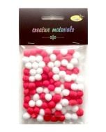 Pompony akrylowe biało-czerwona 10mm 100szt