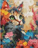 Diamentowa mozaika - Puszysty kot 40x50cm