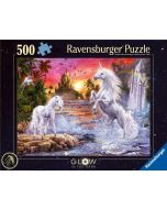 Puzzle 500 świecące - Jednorożce nad rzeką