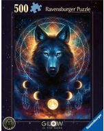Puzzle 500 świecące - Wilk i księżyce