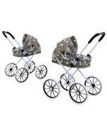 Wózek dla lalek duże koła składany gwiazdki szary