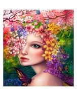 Mozaika diamentowa 5D - Kobieta w kwiatach 40x30cm