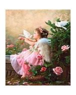 Mozaika diamentowa 5D Dziewczyna z gołebie 40x30cm