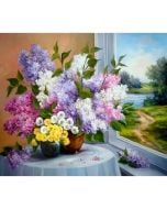 Mozaika diamentowa 5D - Kwiaty 40x30cm