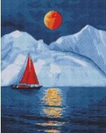Diamentowa mozaika - Czerwony żaglowiec 40x50cm