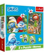 Puzzle 2w1 + memos Wesołe zabawy Smerfów TREFL