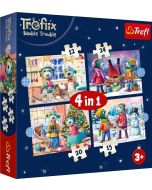 Puzzle 4w1 U Treflików pada śnieg TREFL