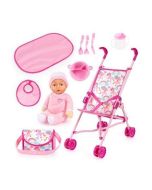 Wózek spacerówka z lalką i akcesoriami Buggy