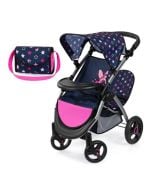 Wózek dla bliźniaków granatowy z torbą