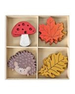 Kształty z drewna jesień 7cm 16szt
