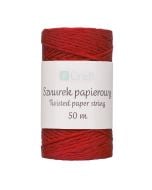 Sznurek papierowy skręcany 50m czerwony