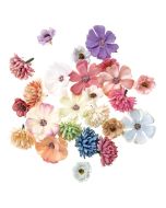 Kwiaty z tkaniny multikolor 3 wzory 24szt