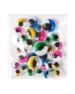 Samoprzylepne ruchome oczka z rzęsami mix 36szt