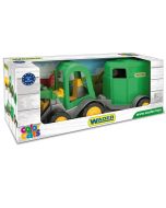 Farmer traktor ładowarka z przyczepą na konia