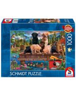 Puzzle PQ 1000 Psia rodzina nad jeziorem G3