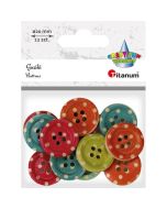 Guziki drewniane okrągłe 12szt mix