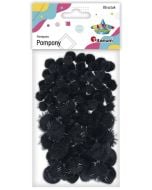 Pompony akrylowe i brokatowe 85szt czarne