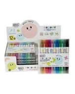 Flamastry dwustronne 12 kolorów metaliczne