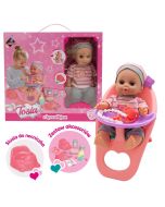 Lalka z krzesełkiem do karmienia