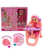 Lalka z krzesełkiem do karmienia