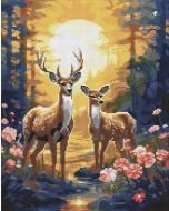 Diamentowa mozaika - Wdzięczny jeleń 40x50cm