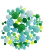 Pompony odcienie zielone i niebieskie 20g