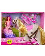 Lalka księżniczka z białym kucykiem + akcesoria