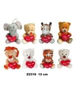 Zwierzęta z sercem 12cm MIX