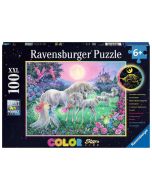 Puzzle 100 świecące - Jednorożce w blasku księżyca