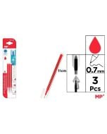 Wkłady do długopisów ścieralnych czerw. 0.7mm 3szt