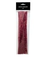 Druty chenille 30cm czerwony metallic 25szt