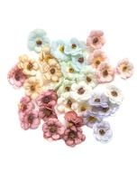 Kwiaty z tkaniny multikolor 2cm 32szt