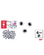 Oczy ruchome samoprzylepne 6mm