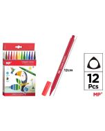 Flamastry szkolne trójkątne 12 kolorów