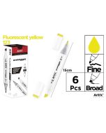 Marker Chromax z 2 końcówk. fluor yellow 123(6szt)