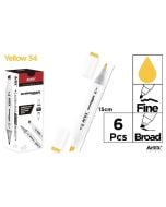 Marker Chromax z 2 końcówk. yellow 34 (6szt)
