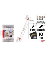 Markery pędzelkowe metaliczne dwustronne 10 kol