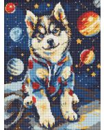 Diamentowa mozaika - Kosmiczny husky 30x40cm